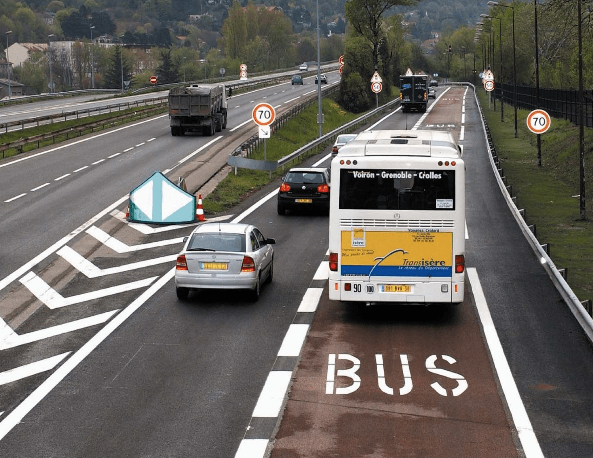 Travaux d’aménagement d’une voie réservée aux bus, sur l’axe Rennes-Nantes (RN 137)
